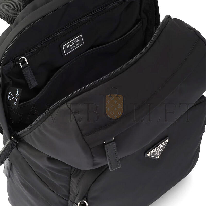 Pra*a re-nylon and saffiano leather backpack 2vz104 (39*30*17cm)